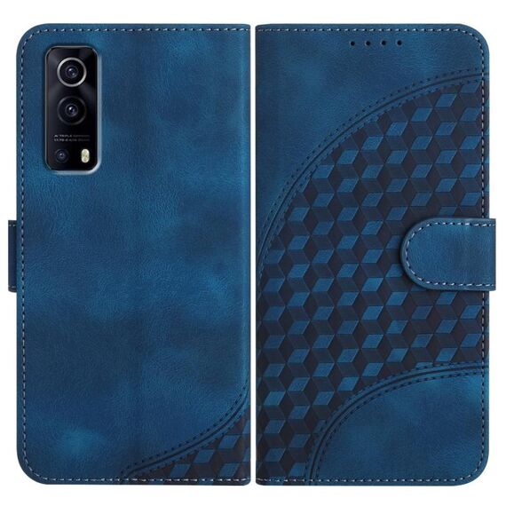 Per vivo Y72 5G/iQOO Z3/Y52 5G YX0060 Custodia in pelle per telefono con testa di elefante in rilievo con cordino (blu reale)