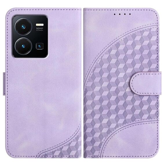 Per vivo Y77e 5G YX0060 Custodia in pelle per telefono con testa di elefante in rilievo con cordino (viola chiaro)