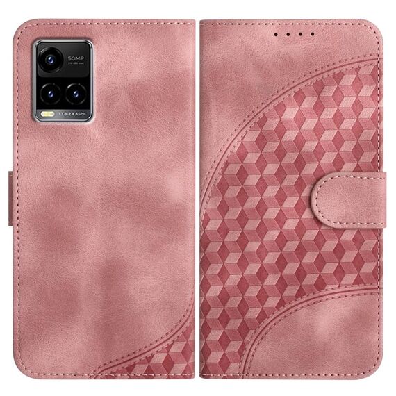 Per vivo Y33s 4G Global/Y21/Y21s/Y21t YX0060 Custodia in pelle per telefono con testa di elefante in rilievo con cordino (rosa)