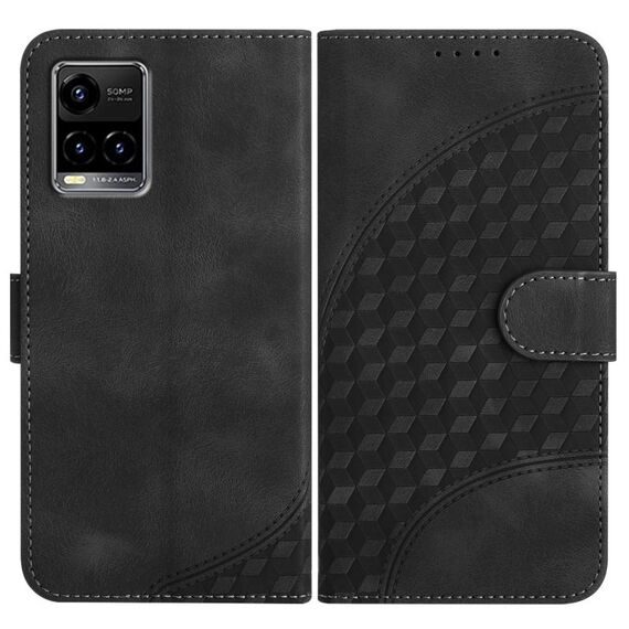 Per vivo Y33s 4G Global/Y21/Y21s/Y21t YX0060 Custodia in pelle per telefono con testa di elefante in rilievo con cordino (nero)