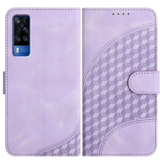 Per vivo Y53s 4G/Y51a/Y33 4G YX0060 Custodia in pelle per telefono con testa di elefante in rilievo con cordino (viola chiaro)