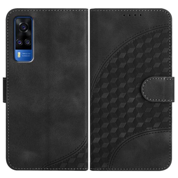 Per vivo Y53s 4G/Y51a/Y33 4G YX0060 Custodia in pelle per telefono con testa di elefante in rilievo con cordino (nero)