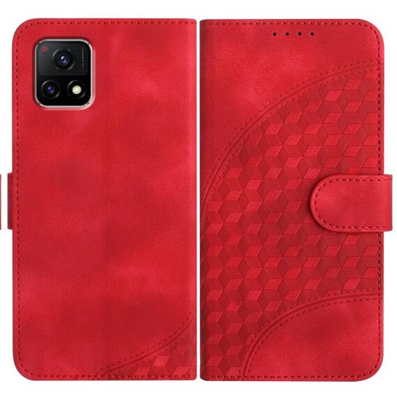 Per vivo Y72 5G India YX0060 Custodia in pelle per telefono con testa di elefante in rilievo con cordino (rosso)