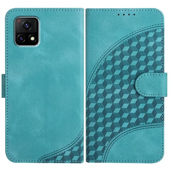 Per vivo Y72 5G India YX0060 Custodia in pelle per telefono con testa di elefante in rilievo con cordino (azzurro)