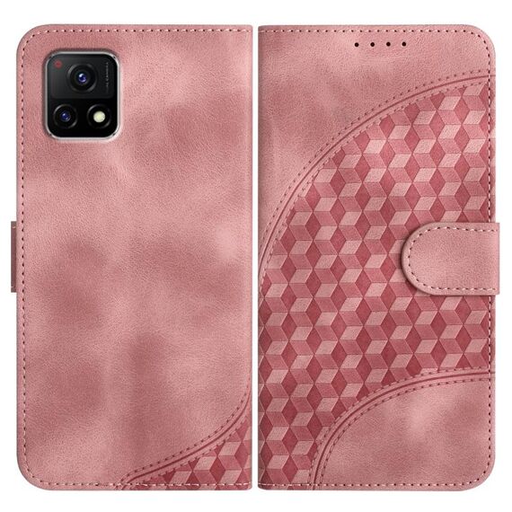 Per vivo Y52s 5G/iQOO U3/Y31s 5G YX0060 Custodia in pelle per telefono con testa di elefante in rilievo con cordino (rosa)
