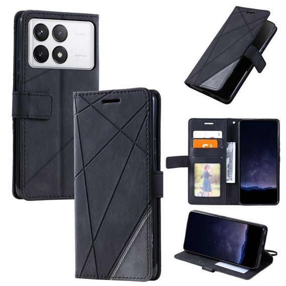 Custodia per telefono in pelle con giuntura Skin Feel per Xiaomi Redmi K70E (nera)