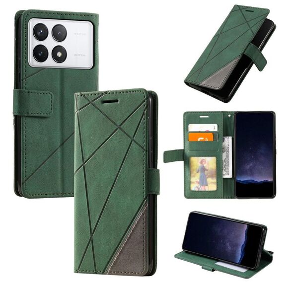 Custodia per telefono in pelle con giuntura Skin Feel per Xiaomi Redmi K70E (verde)