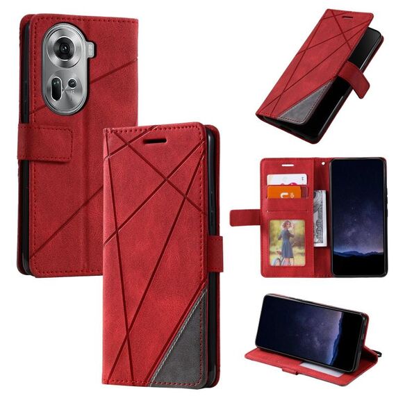 Per OPPO Reno11 5G Global Skin Feel Custodia per telefono in pelle con giunzione (rossa)