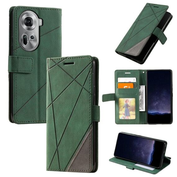 Per OPPO Reno11 5G Global Skin Feel Custodia per telefono in pelle con giunture (verde)