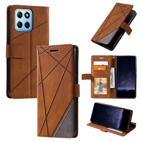 Custodia per telefono in pelle con giuntura Skin Feel per Honor X8 5G (marrone)