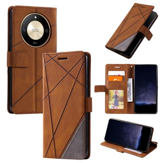 Custodia per cellulare in pelle per Honor X50 Skin Feel (marrone)