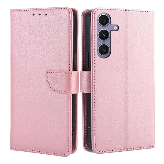 Per Samsung Galaxy S23 FE 5G Custodia per telefono in pelle con fibbia in vitello (oro rosa)