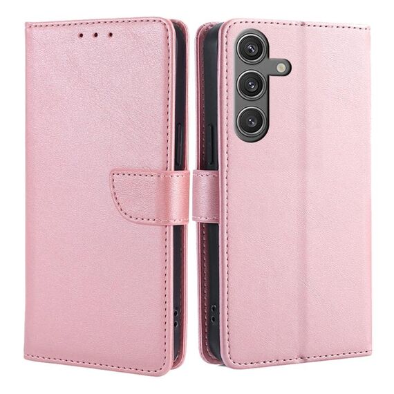 Per Samsung Galaxy S24 5G Custodia per cellulare in pelle con fibbia in vitello (oro rosa)