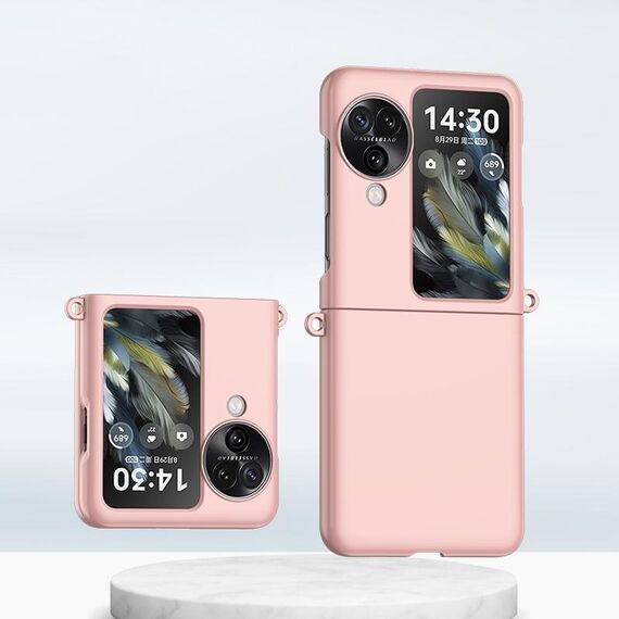 Per OPPO Find N3 Flip Sfumatura Colore Pelle Feel PC Custodia antiurto a copertura totale (Rosa)