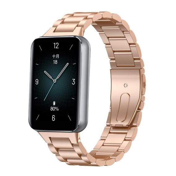 Cinturino per orologio in metallo a tre ceppi For Honor Band 9 (oro rosa)
