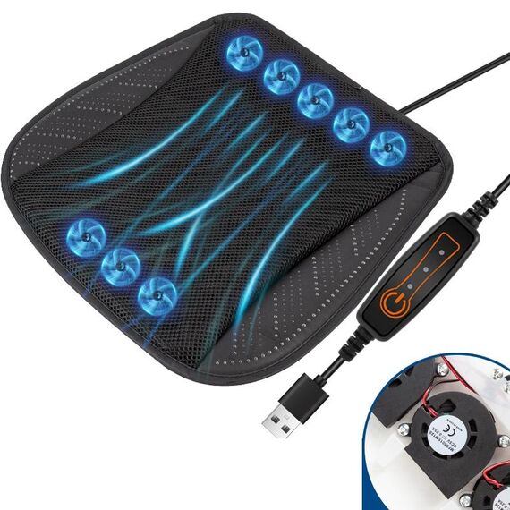 Cuscino del sedile traspirante ventilato ventilato estivo per auto USB (ventola nera da 8 set)