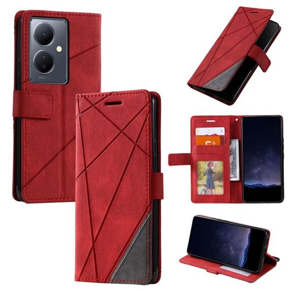 Per vivo Y78+ 5G Skin Feel Custodia per telefono in pelle con giunture (rossa)