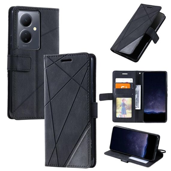 Per vivo Y78+ 5G Custodia per cellulare in pelle con giuntura al tatto (nera)