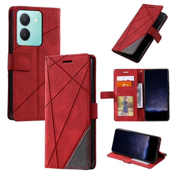 Custodia per telefono in pelle per vivo Y36 Skin Feel (rossa)