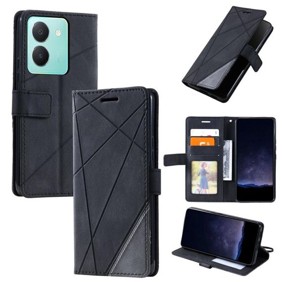 Custodia per telefono in pelle con giuntura Skin Feel per vivo Y36 (nera)