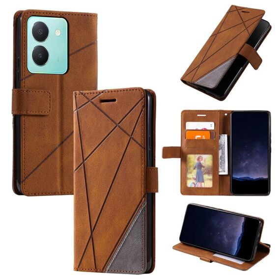 Custodia per telefono in pelle con giuntura Skin Feel per vivo Y36 (marrone)