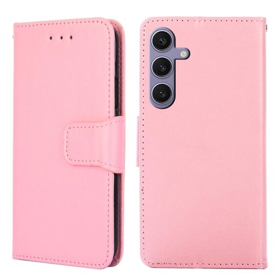 Custodia per cellulare in pelle con texture cristallo per Samsung Galaxy S24+ 5G (rosa)