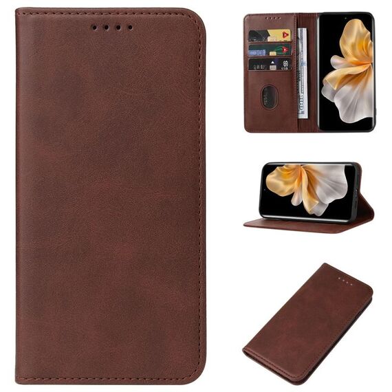 Custodia per telefono in pelle con chiusura magnetica per vivo S18 Pro (marrone)