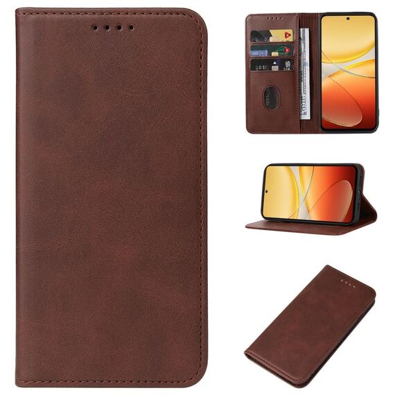 Custodia per telefono in pelle con chiusura magnetica per vivo V30 Lite 5G (marrone)
