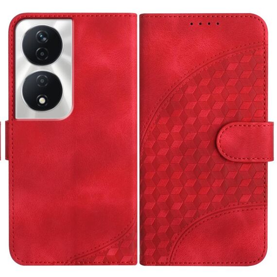Per Honor X7b YX0060 Custodia in pelle per telefono con testa di elefante in rilievo con cordino (rosso)