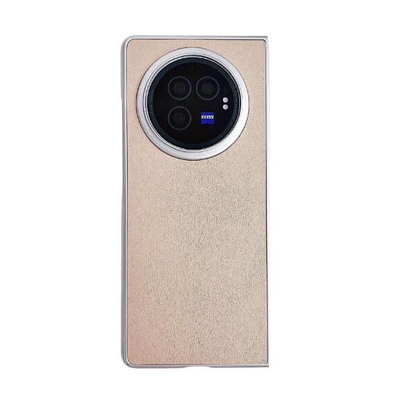 Per vivo X Fold3 Pro Vernice perlescente Morandi Custodia per telefono con texture in pelle tinta unita (Oro)