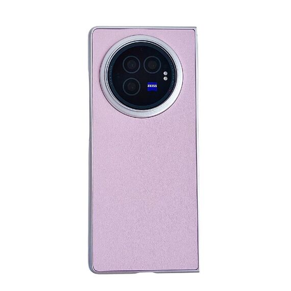 Per vivo X Fold3 Pro Vernice perlescente Morandi Custodia per telefono con texture in pelle tinta unita (viola)