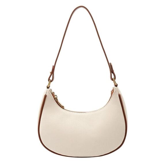 Niche Crescent Borsa a tracolla singola da donna per ascella (beige con marrone)