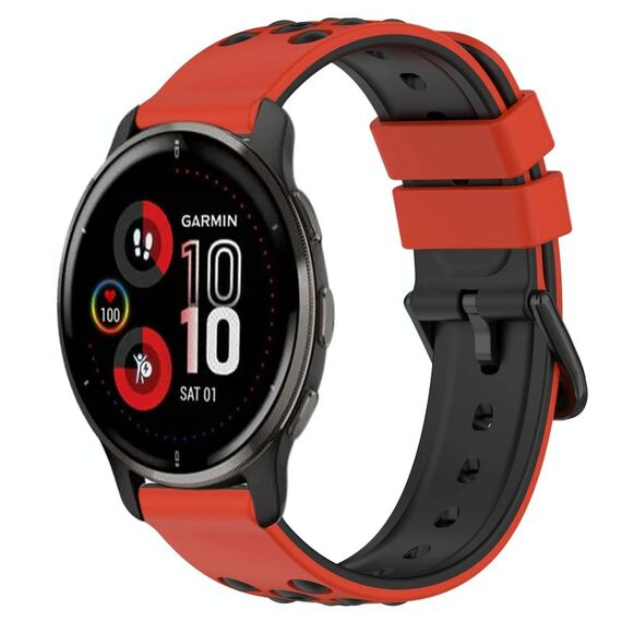 Per Garmin Venu 2 Plus 20mm Cinturino in silicone poroso bicolore (rosso + nero)