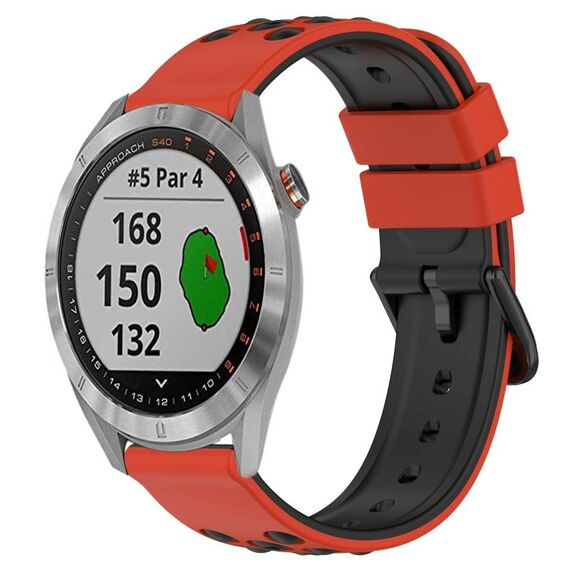 Per Garmin Approach S40 20mm Cinturino in silicone poroso bicolore (rosso + nero)