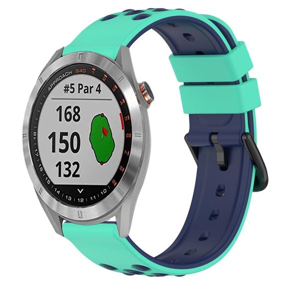 Per Garmin Approach S40 20mm Cinturino in silicone poroso bicolore (verde lime + blu)
