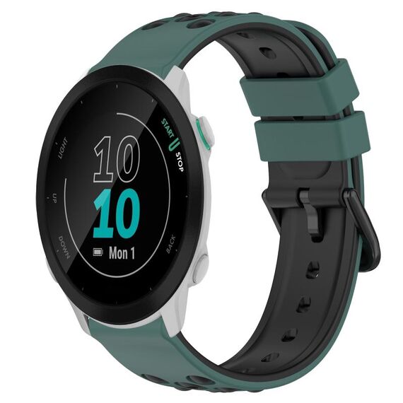 Per Garmin Forerunner 55 20mm Cinturino in silicone poroso bicolore (verde oliva + nero)