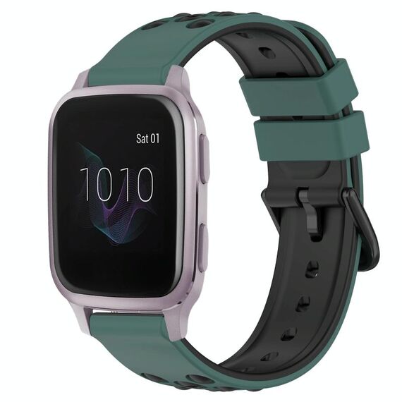 Per Garmin Venu SQ 20mm Cinturino in silicone poroso bicolore (verde oliva + nero)