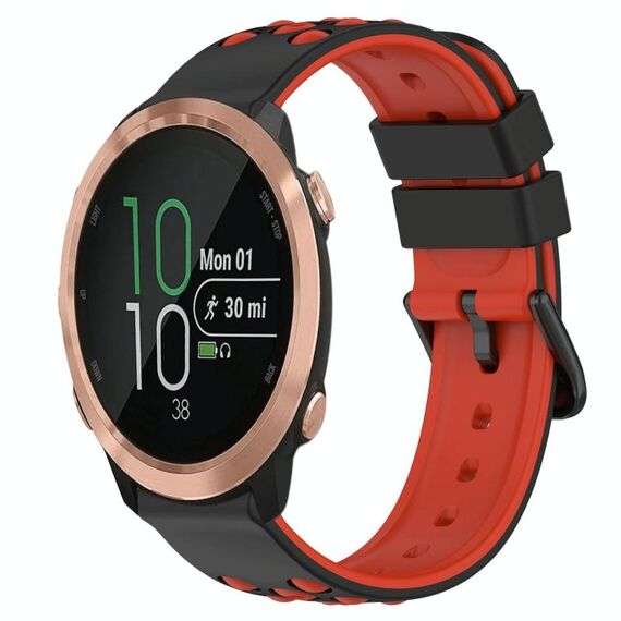 Per Garmin Forerunner 645 Music 20mm Cinturino in silicone poroso bicolore (nero + rosso)