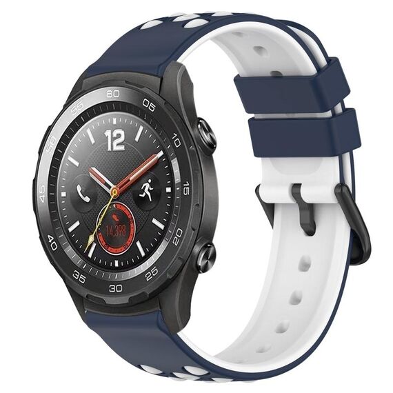 Per Huawei Watch 2 Cinturino in silicone poroso bicolore da 20 mm (blu notte + bianco)