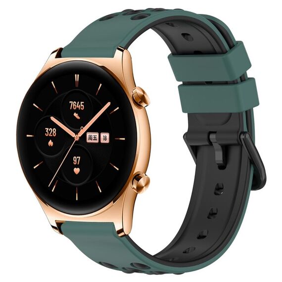 Cinturino per orologio in silicone poroso bicolore For Honor Watch GS 3 22 mm (verde oliva + nero)