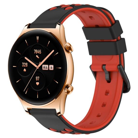 For Honor Watch GS 3 22mm Cinturino in silicone poroso bicolore (nero + rosso)