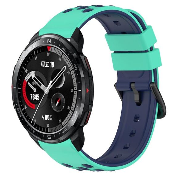 Cinturino per orologio For Honor Watch GS Pro 22mm in silicone poroso bicolore (verde lime + blu)