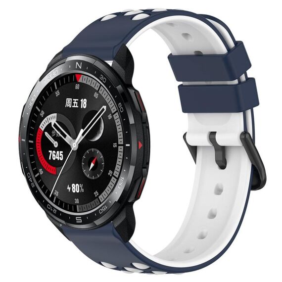 Cinturino per orologio in silicone poroso bicolore For Honor Watch GS Pro da 22 mm (blu notte + bianco)