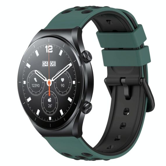 Per Xiaomi MI Watch S1 Pro 22mm Cinturino in silicone poroso bicolore (verde oliva + nero)