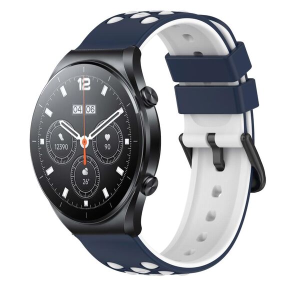 Per Xiaomi MI Watch S1 Pro 22mm Cinturino in silicone poroso bicolore (blu notte + bianco)