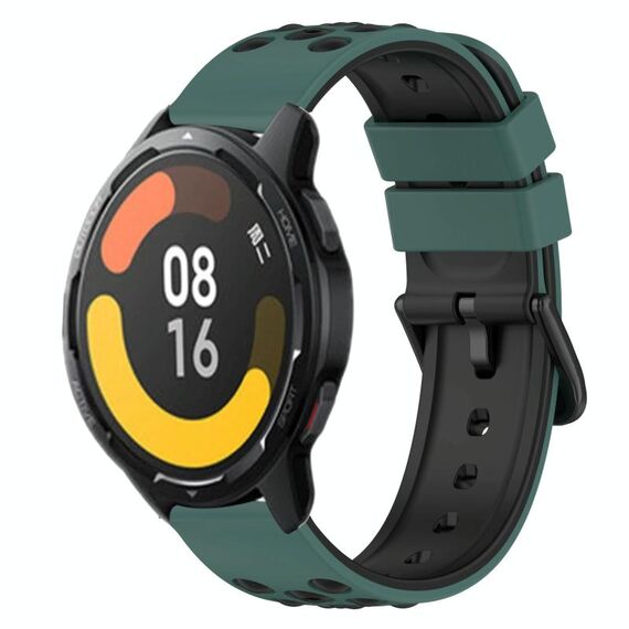 Per Xiaomi MI Watch Color 2 22mm Cinturino in silicone poroso bicolore (verde oliva + nero)