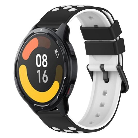 Per Xiaomi MI Watch Color 2 22mm Cinturino in silicone poroso bicolore (nero + bianco)