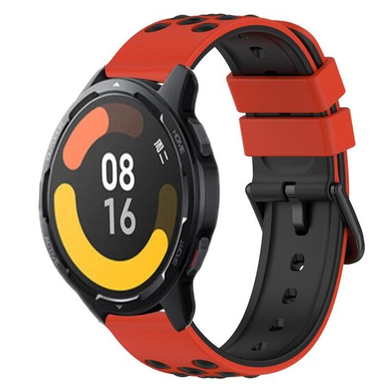 Per Xiaomi MI Watch Color 2 22mm Cinturino in silicone poroso bicolore (rosso + nero)
