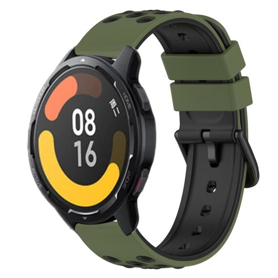 Per Xiaomi MI Watch Color 2 22mm Cinturino in silicone poroso bicolore (verde militare + nero)