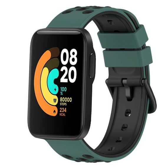 Per Xiaomi MI Watch Sport 22mm Cinturino in silicone poroso bicolore (verde oliva + nero)
